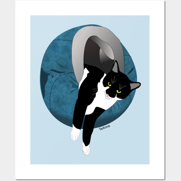 Cute Tuxedo cat in in his Igloo 3 Copyright TeAnne Wall Art by TeAnne